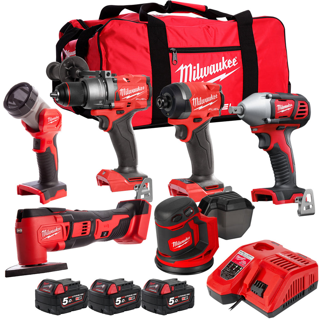 MW 18V 6 Piece Power Tool Kit with 3 x 5.0Ah Batteries T4TKITM-113