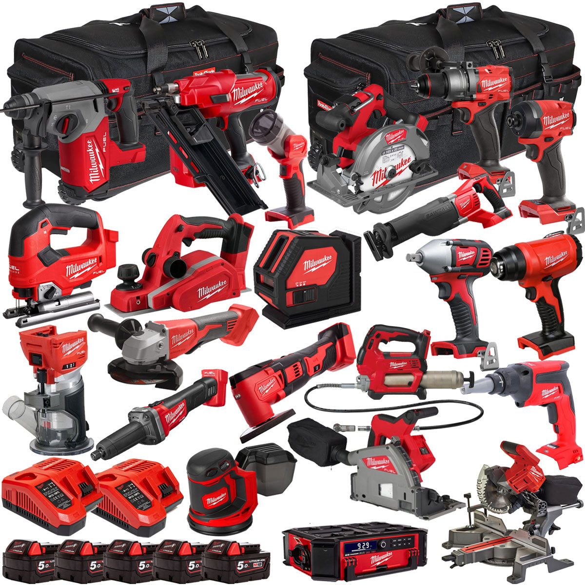 MW 18V 22 Piece Combo Kit with 5 x 5.0Ah Battery & Charger T4TKIT-32210