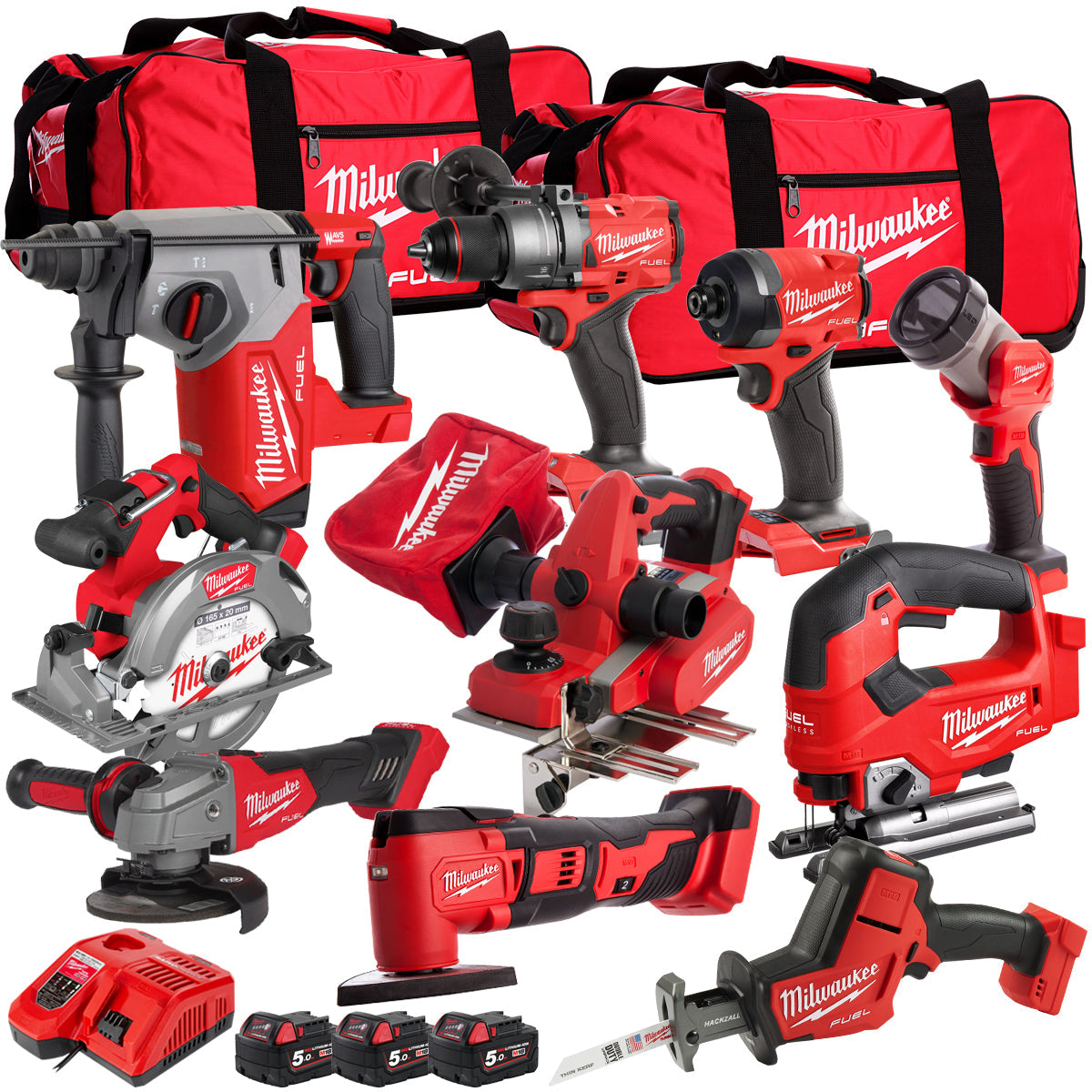 MW 18V 10 Piece Combo Kit with 3 x 5.0Ah Battery & Charger T4TKIT-32230