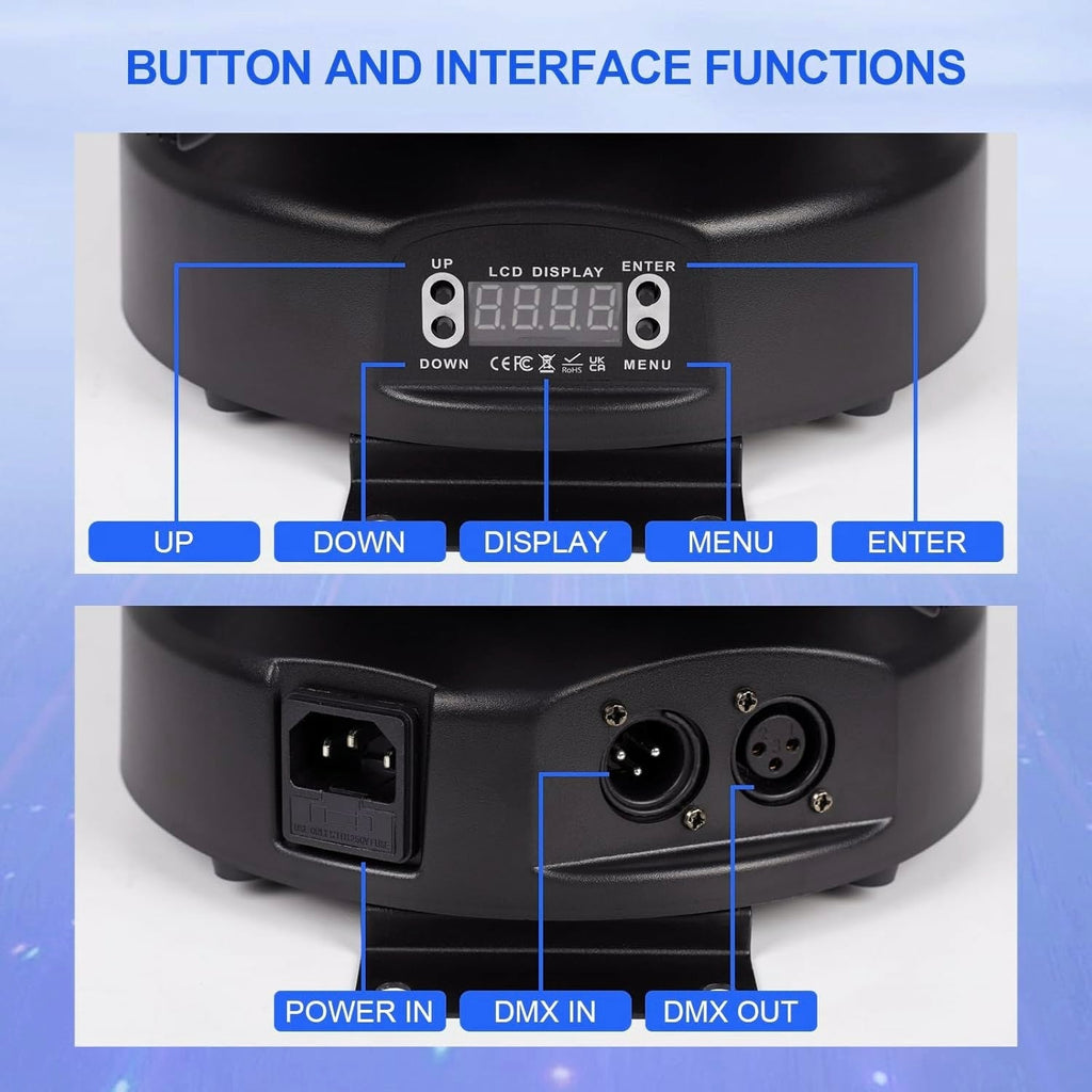 150W RGBW 4-in-1 Moving Head DJ Light with 6 Arms, Remote Control, DMX512, Sound-Activated Rotating Stage Light for Wedding, Club, KTV, Bar, and Party