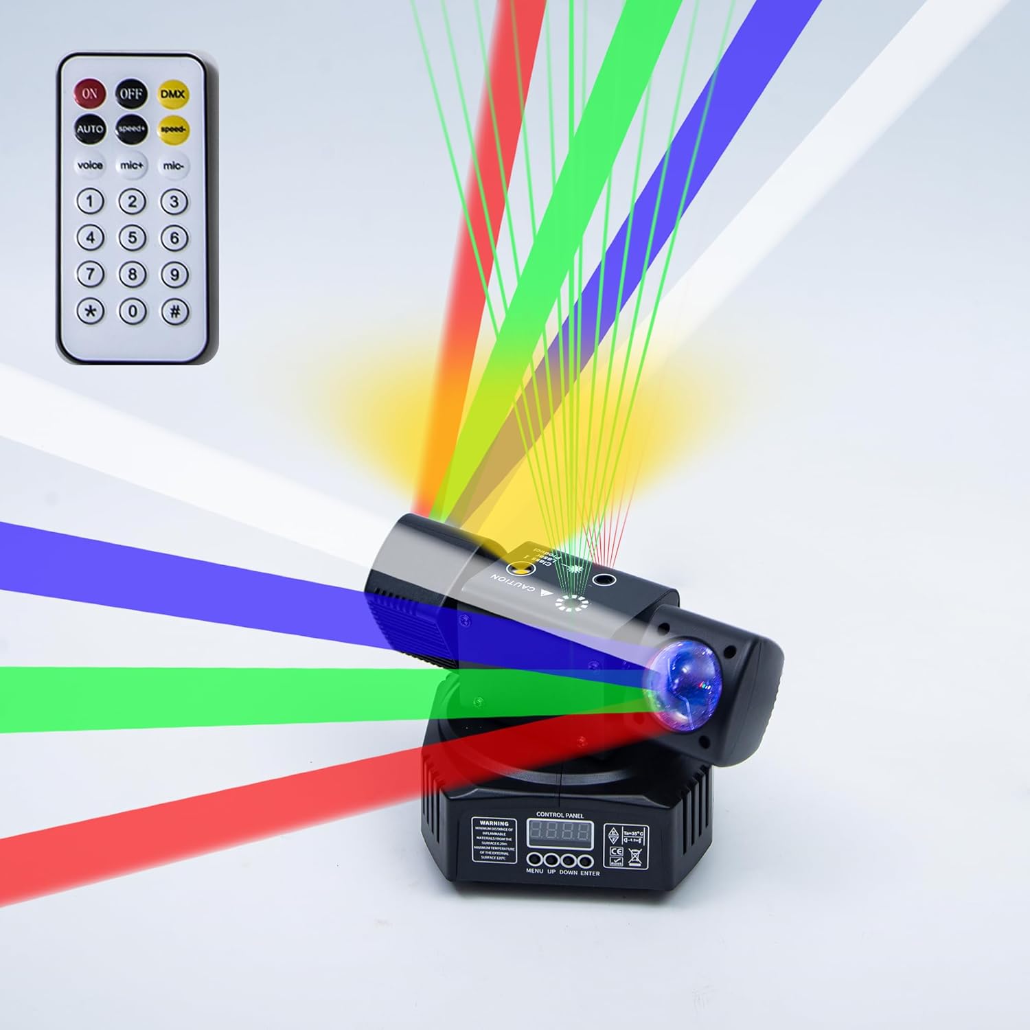 150W RGBW 4-in-1 Moving Head DJ Light with 6 Arms, Remote Control, DMX512, Sound-Activated Rotating Stage Light for Wedding, Club, KTV, Bar, and Party